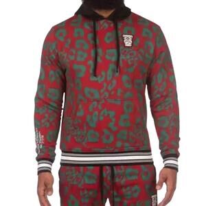 Hustle Gang Sangria red Green Swanky Bold Colorful Hoodie Size L